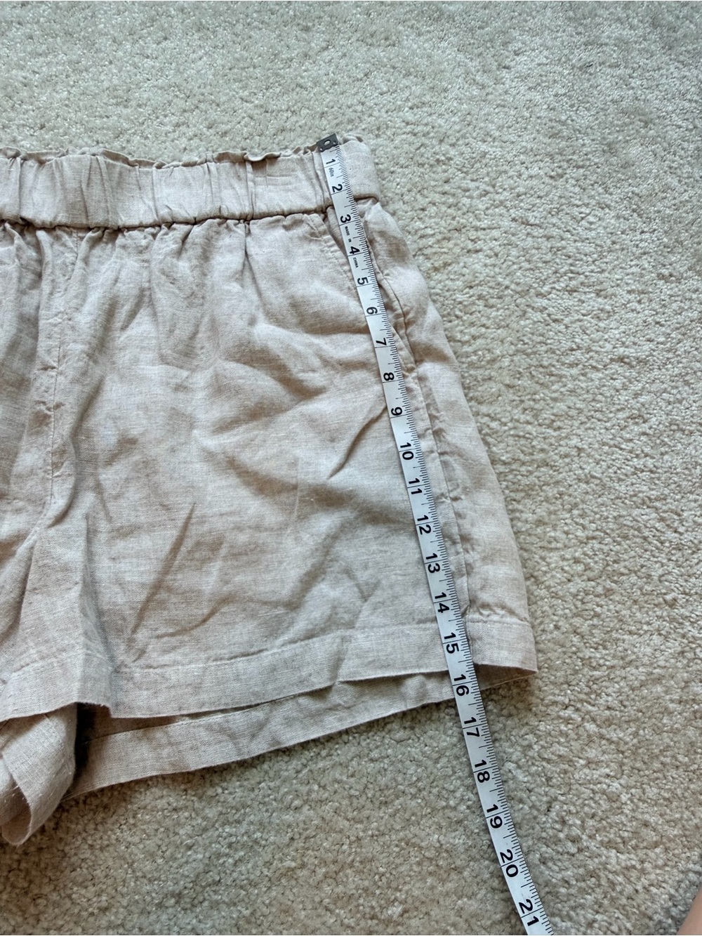 J.Crew Tropez 100% Linen Pull-On Shorts Natural Oatmeal Beige Size Large - Picture 7 of 11